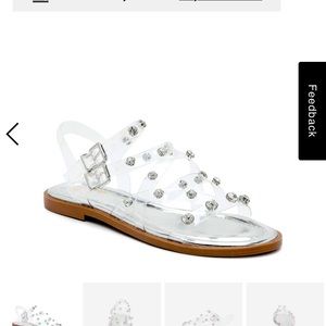 Clear strappy rhinestone sandals